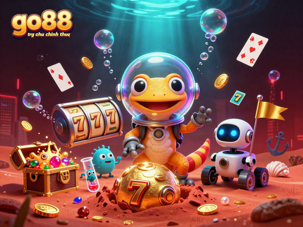 Engage with go88 trang chu chinh thuc at the vibrant Martian casino adventure scene, featuring animated characters and thrilling elements.